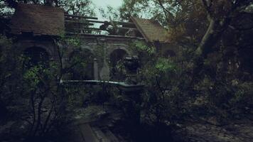 CGI Overgrown ruins of a historic building reclaimed by nature in daylight video