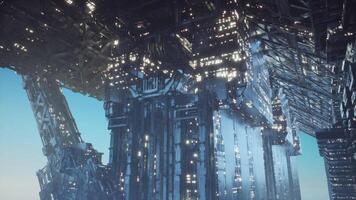 CGI Futuristic cityscape of advanced architecture suspended in the sky video