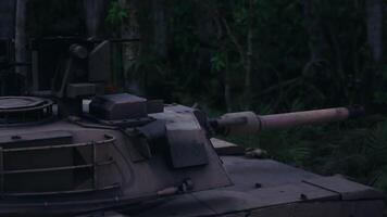 CGI Military tank positioned in dense jungle environment surrounded by foliage video