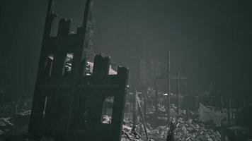 CGI Ruins of a destroyed building in a desolate urban landscape video