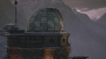 CGI Historic observatory perched on mountains showcasing stunning twilight view video