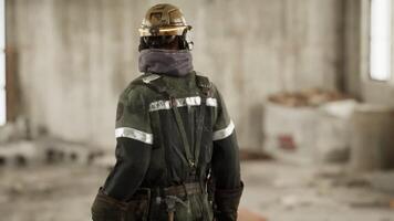 CGI Construction worker overseeing a site in a partially completed building video