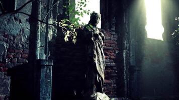 CGI Sunlit Statue in Abandoned Monastery video