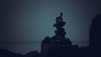CGI Serene rock stack at twilight by the calm sea video