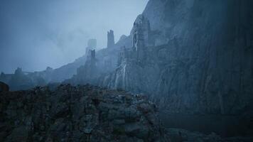 CGI Ancient ruins under a cloudy sky in a secluded landscape setting video