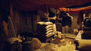 CGI Exploring the vibrant atmosphere of an old national African bazaar with goods video