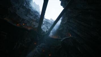CGI Underground cavern illuminated by distant light in a rocky environment video