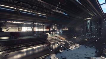 CGI Futuristic interior showcasing advanced technology in a spacious environment video