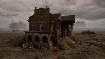CGI Abandoned house sitting in a desolate landscape under a cloudy sky video