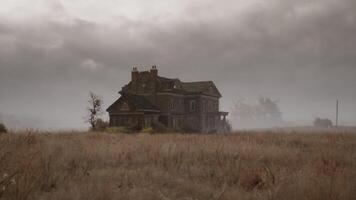 CGI Abandoned house in a desolate landscape under overcast sky video