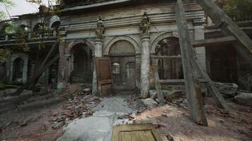CGI Exploring the haunting remains of a dilapidated old building in nature video