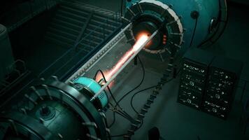 CGI Futuristic scifi laboratory with advanced laser technology and machinery video