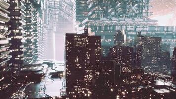 CGI Futuristic city in the clouds with advanced architecture and tech video