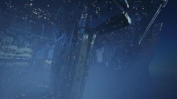 CGI Sky high futuristic city with advanced architecture and glowing lights video