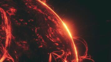 CGI Solar activity captured showing fiery plasma eruptions from the suns surface video