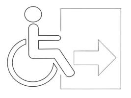 Wheelchair accessible exit sign indicating right direction for accessibility and inclusion vector