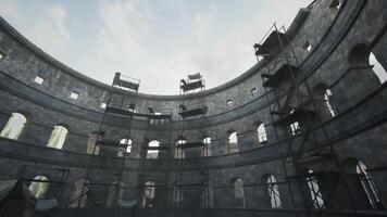 CGI Restoration efforts underway inside historic arena with scaffolding video