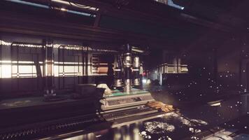 CGI Complex industrial environment showcases advanced machinery in sunlight video