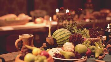 CGI A cozy gathering with a beautifully arranged table of foods and drinks video