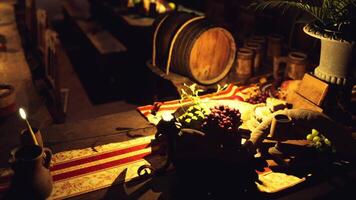 CGI A festive table filled with vibrant foods and drinks at a cozy gathering video