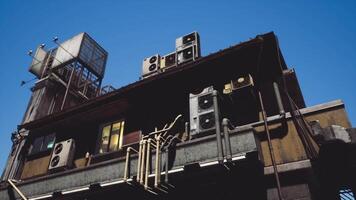 CGI Urban architecture view showing rooftop air conditioning units at dusk video