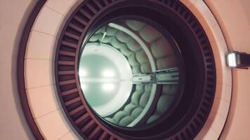 CGI Interior view of a futuristic space station with a circular porthole design video
