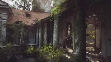 CGI Abandoned building overtaken by nature in a tranquil setting video