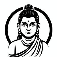 Elegant black and white illustration of a meditative buddha within a circular frame vector