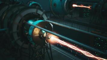 CGI Exploring advanced tech in a futuristic lab with glowing energy video