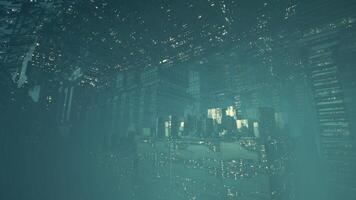 CGI Futuristic city design reflecting a sophisticated skyline in the sky video