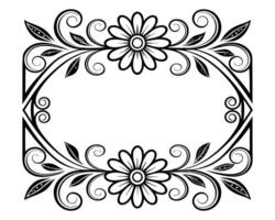 Elegant floral frame design featuring symmetrical flowers leaves and decorative swirls elements vector