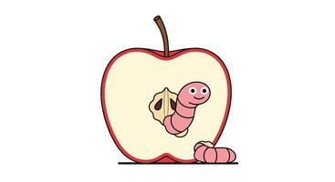 Cartoon Apple with a Worm Inside a Fruitful Journey of Discovery vector
