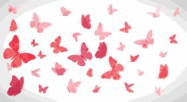 A Graceful Ballet of Fluttering Butterflies in a Symphony of Red and Pink Hues vector