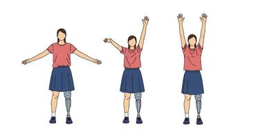 Adaptive fitness routines for amputees seeking flexibility and strength training guidance and rehabilitation vector