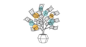 A Whimsical Depiction of a Potted Tree with Unusual Fruits and Decorative Touches vector