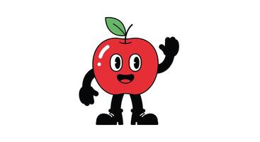 The Animated Apple Character is Waving Hello and Welcoming Viewers with a Smile vector