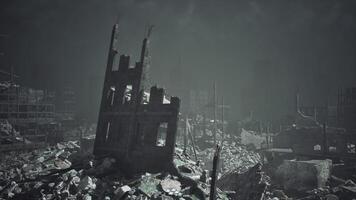 CGI Desolate urban landscape marked by destruction and debris after disaster video