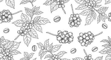 Beautiful Floral Pattern with Leaves and Flower Clusters in a Black and White Design vector
