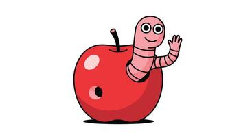The Friendly Worm Inside of a Delicious Red Apple Invites You To Play vector