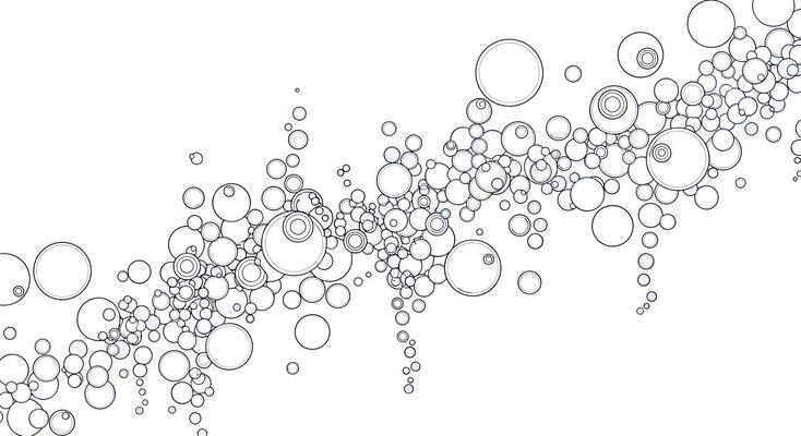 Abstract Bubble Stream with Light Shimmering Effect Flowing Against a Clean Background
