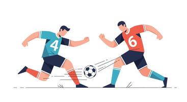 Intense Soccer Match Two Players Competing For the Ball Sportsmanship in Action vector