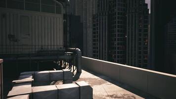 CGI Rooftop view of urban cityscape highlighting architecture and structures video