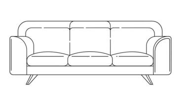 Elegant Living Room Sofa Design with Sleek Lines and Comfortable Three Seater vector