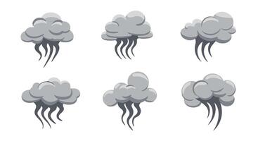Collection of Grey Stormy Clouds for Visual Design and Weather Forecasting Resources vector