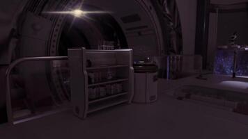 CGI Futuristic laboratory interior with advanced equipment and ambient lighting video