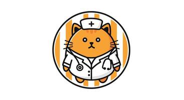 Whimsical Feline Doctor A Colorful And Animated Cartoon With Orange Tones Illustration vector