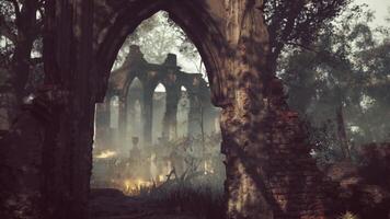 CGI Decayed Monastery Hidden in Forest video