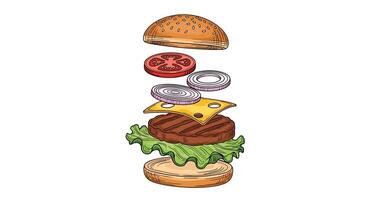 A Deconstructed Culinary Masterpiece Exploring the Art of Burger Creation and Flavor vector