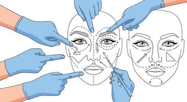 Facial Anatomy Alteration and Rejuvenation Surgical Techniques for Restoring Youthful Facial Appearance vector