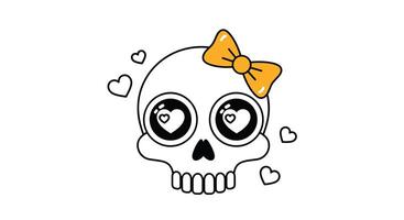 Cute Skull with a Bow and Hearts A Sweetly Morbid Halloween Image vector